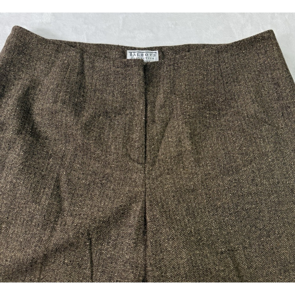 Talbots Dress Pants Womens Petite 10 Wool Silk Herringbone Made in Italy Stretch